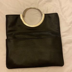 Black purse with silver handle